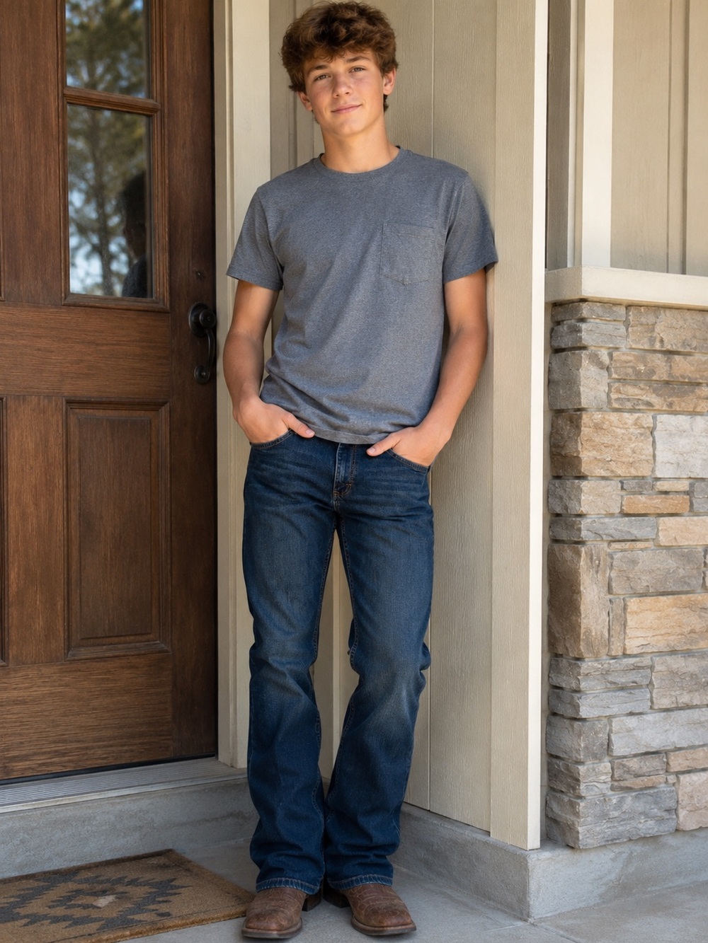 Wrangler Boys Classic Bootcut Jeans Size 16 Regular Adjustable Waist Stretch
